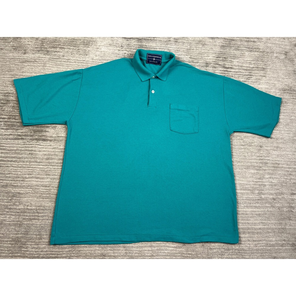 Chesterfield Polo Shirt Mens XL Teal Green Short Sleeve Pique Pocket Relaxed Fit